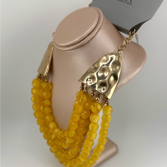 Elegant Lux Yellow Multi-Strand Beaded Necklace with Lobster Claw Clasp NWT - Picture 9 of 14